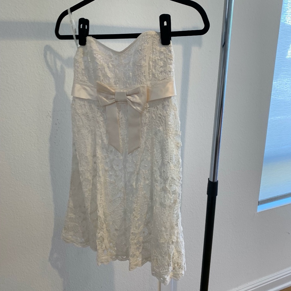 Betsy Johnson Mini White Babydoll Lace Dress